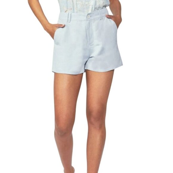 PAIGE Womens Devanne Short, High Waist, Trouser, Linen Blend, Dove Grey, Size 12 - Picture 4 of 9